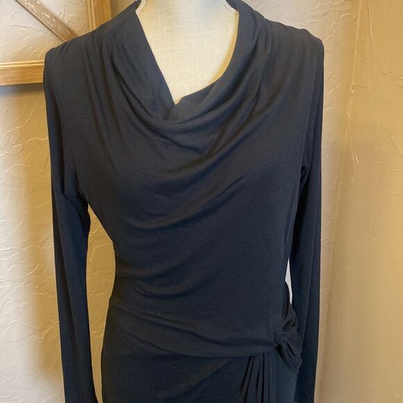 Ted Baker Natural Neyda Jersey Drape Long Sleeve Mini Dress Black Size 4-6 - Picture 4 of 11